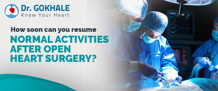 Patient recovering at home after open heart surgery with gradual return to normal activities